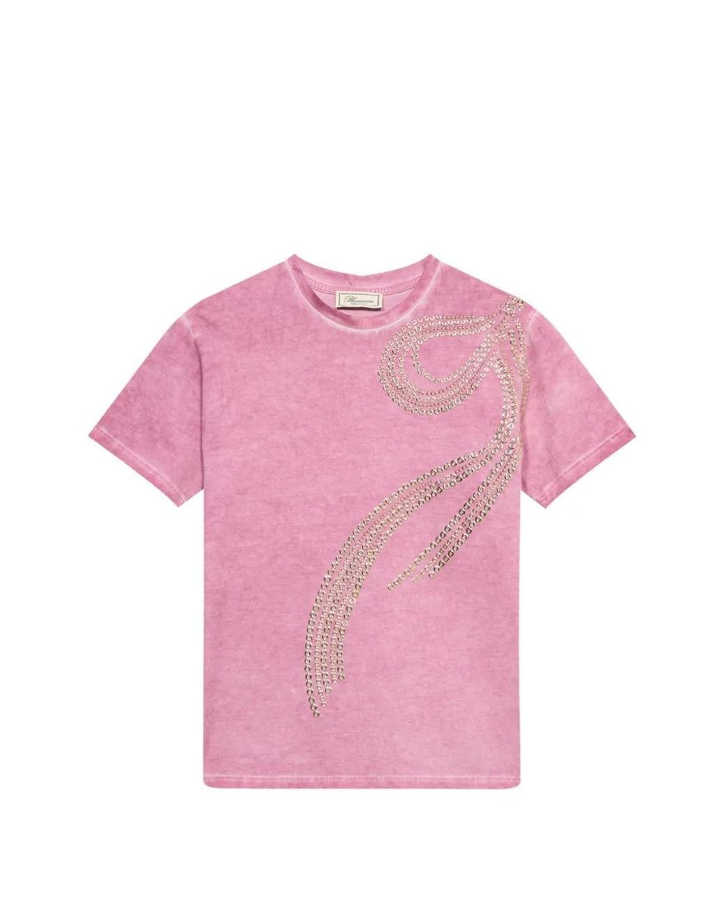 Blumarine Pink Embellished Eyelet-Detail T-Shirt