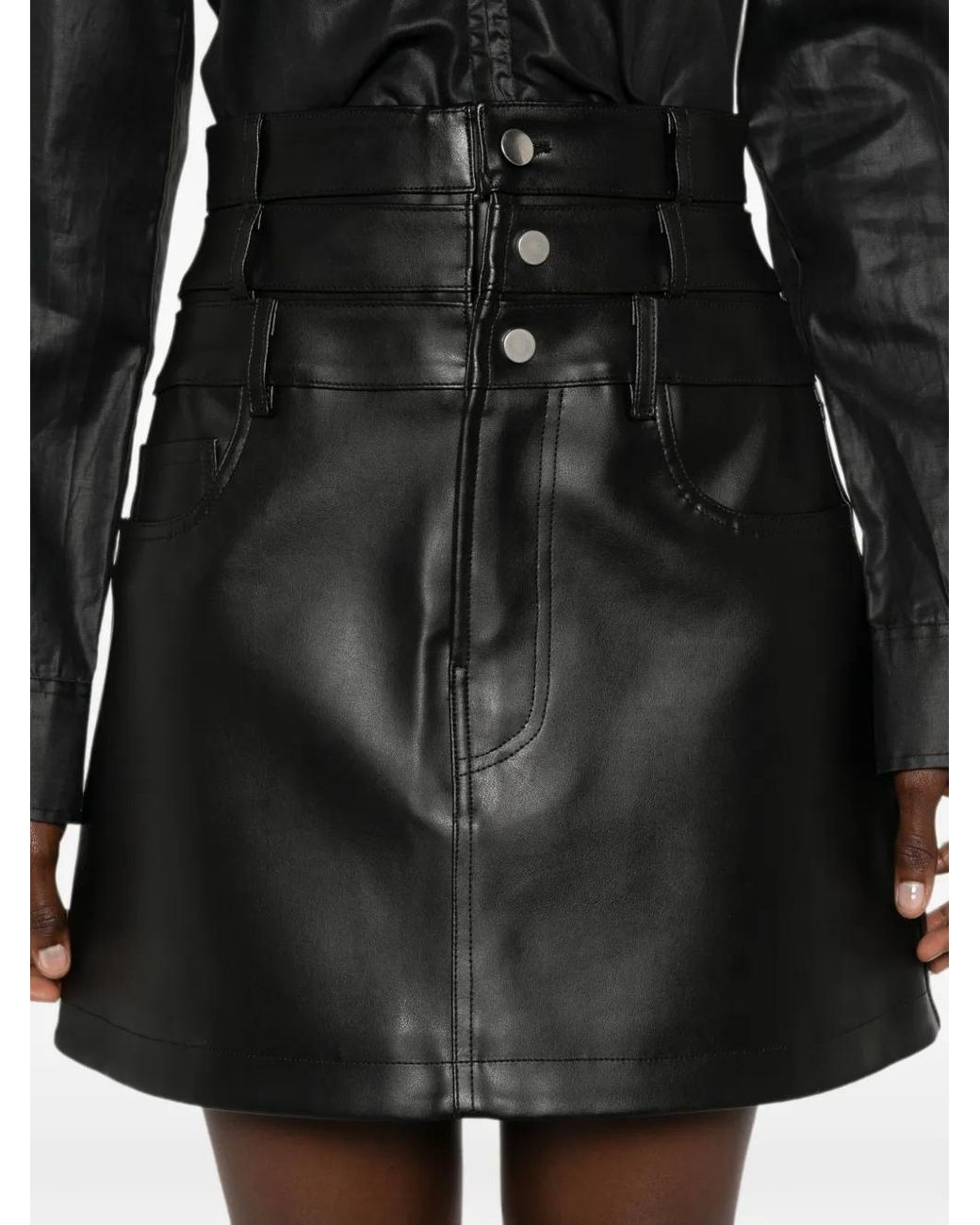 Viktor & Rolf Black Triple-Layer Leather Mini Skirt