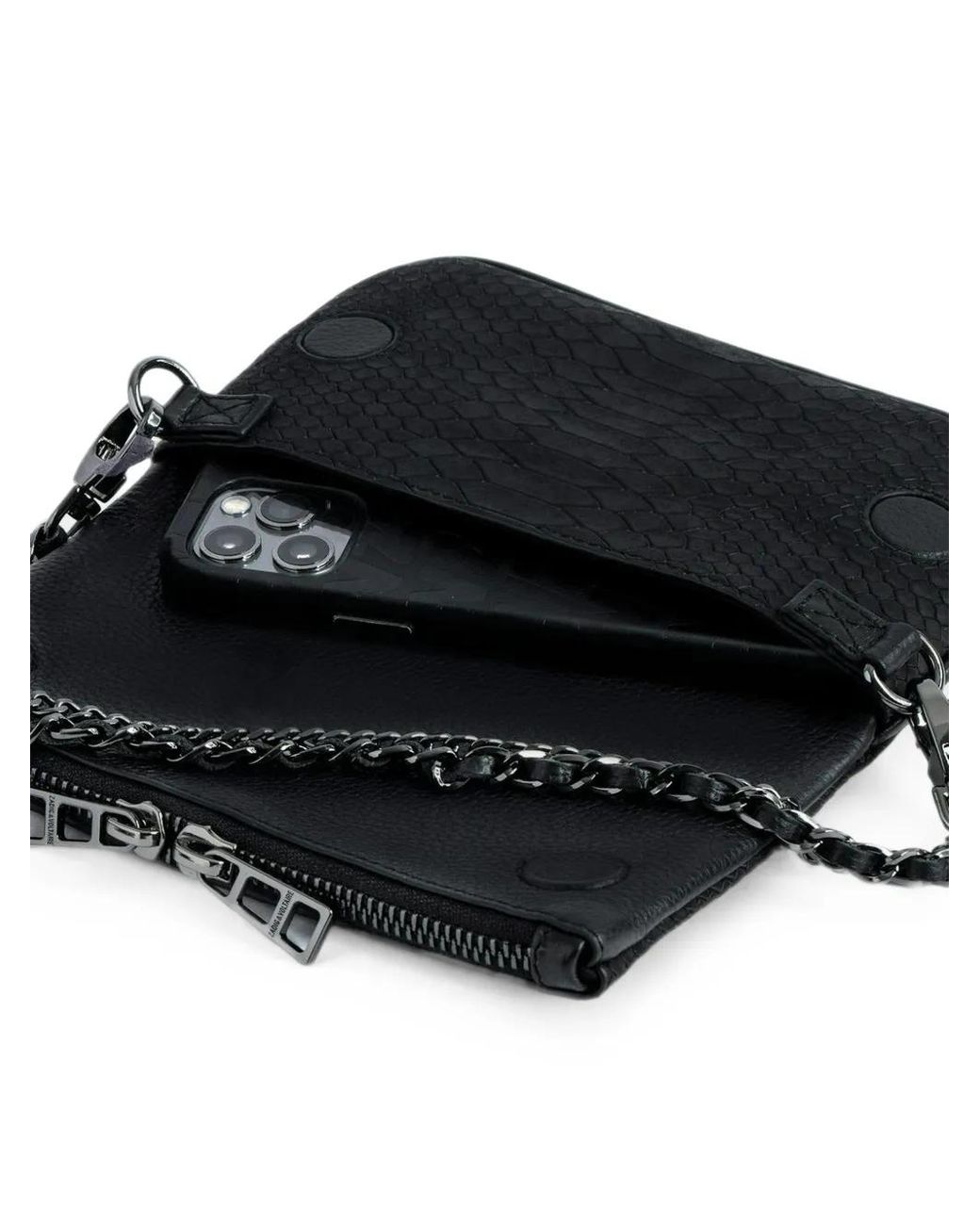 Zadig & Voltaire Black Mini Soft Savage Rock Clutch