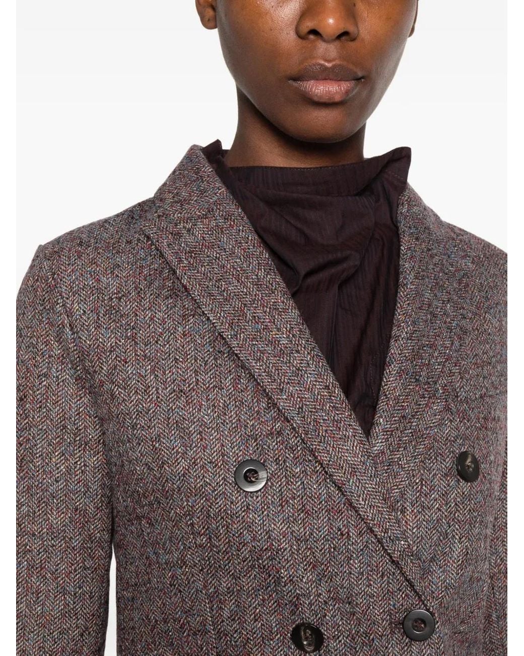 Circolo 1901 Blue Double-Breasted Herringbone Blazer