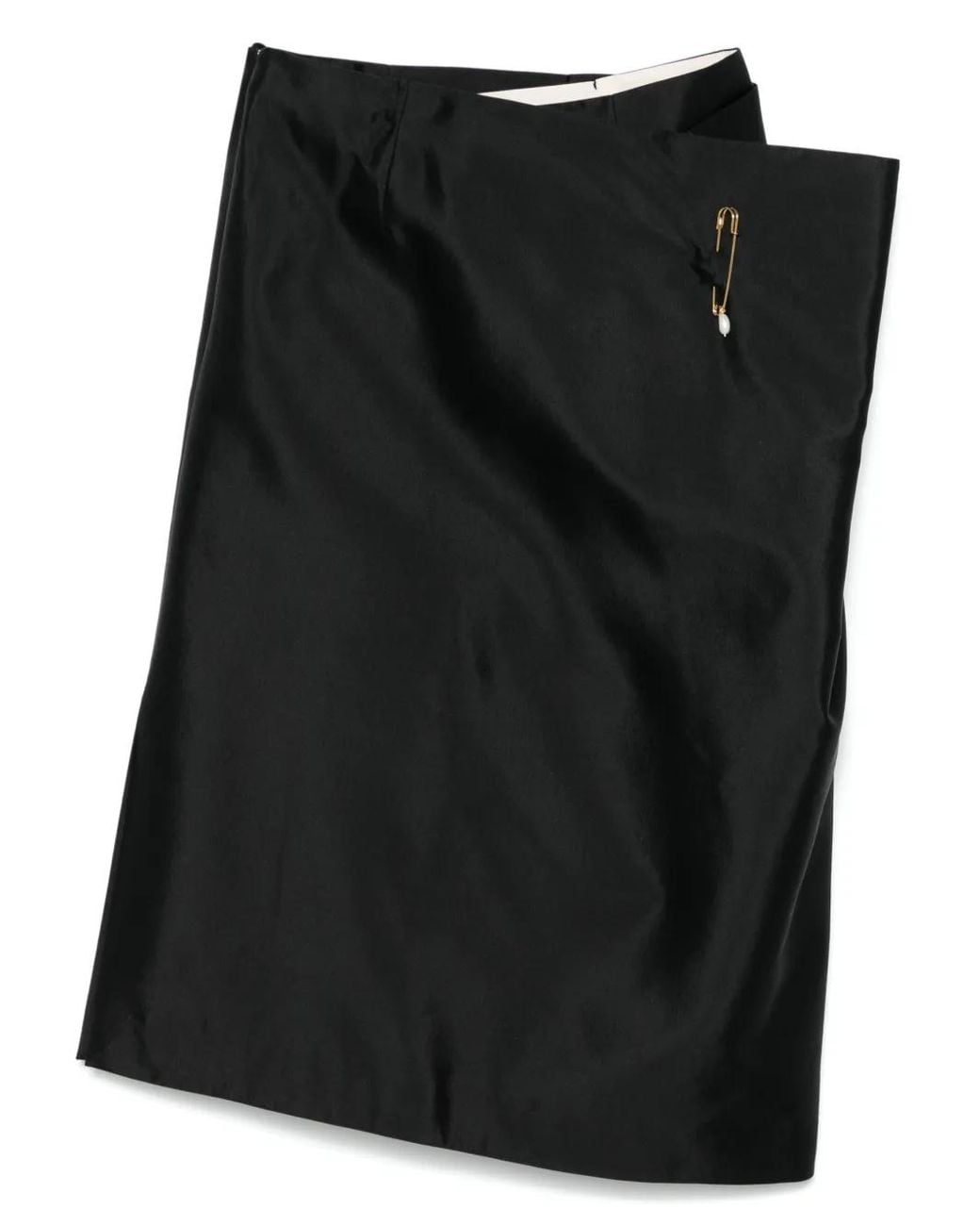 Carven Black Fold Front Midi Skirt
