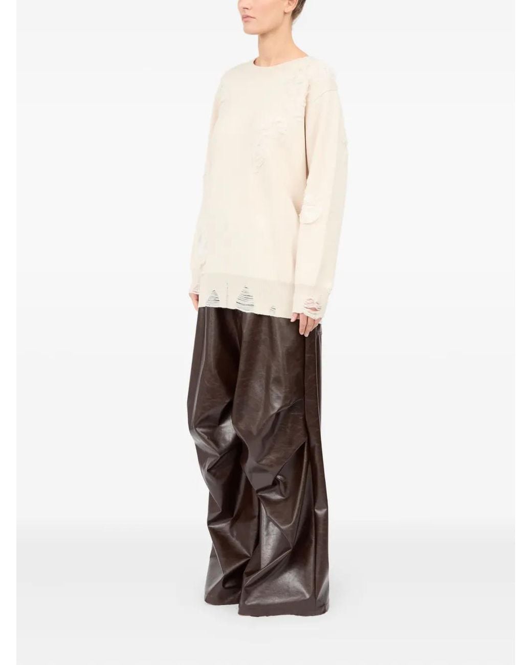 MM6 by Maison Margiela White Distressed Sweatshirt