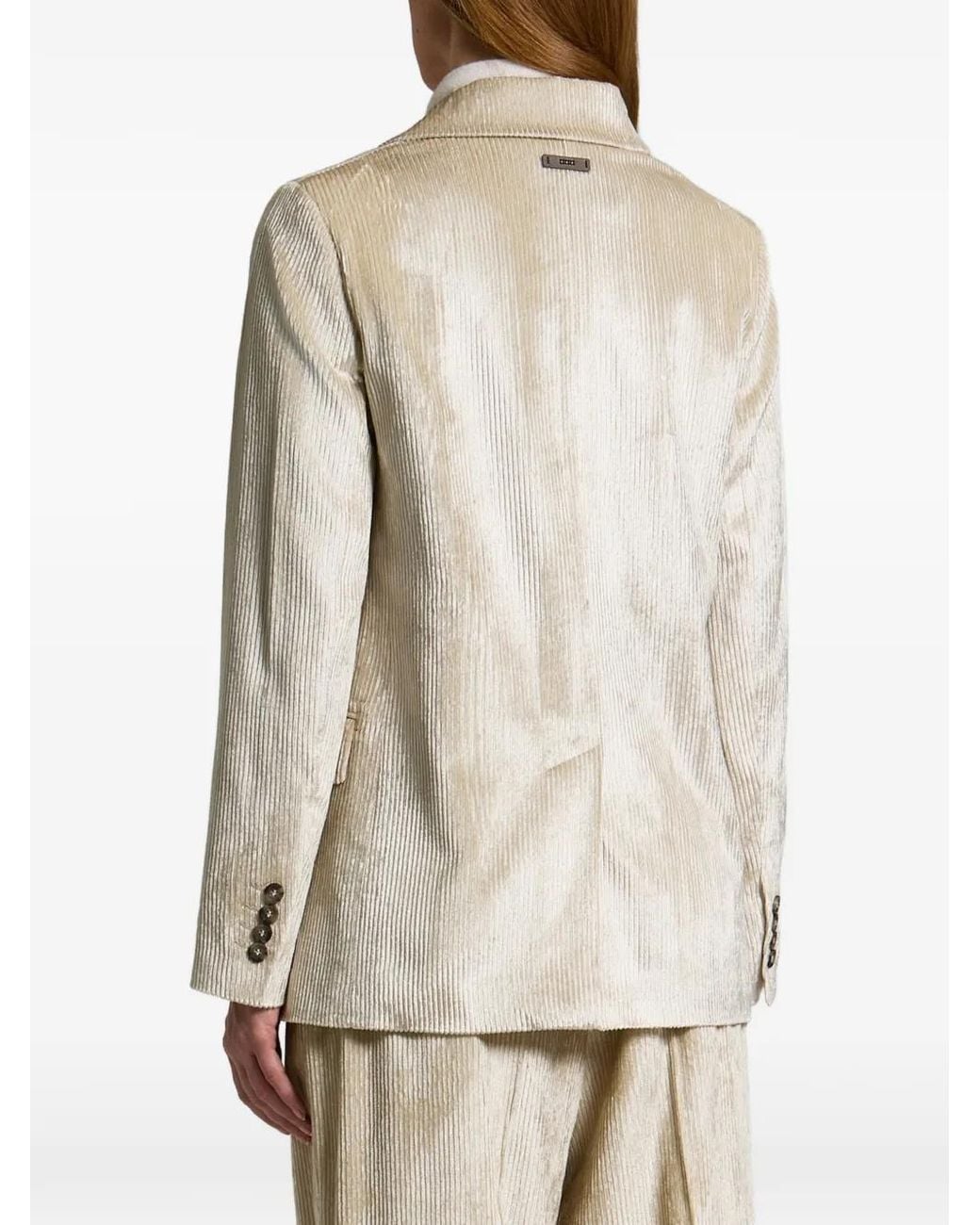Peserico Natural Corduroy-Effect Single-Breasted Blazer