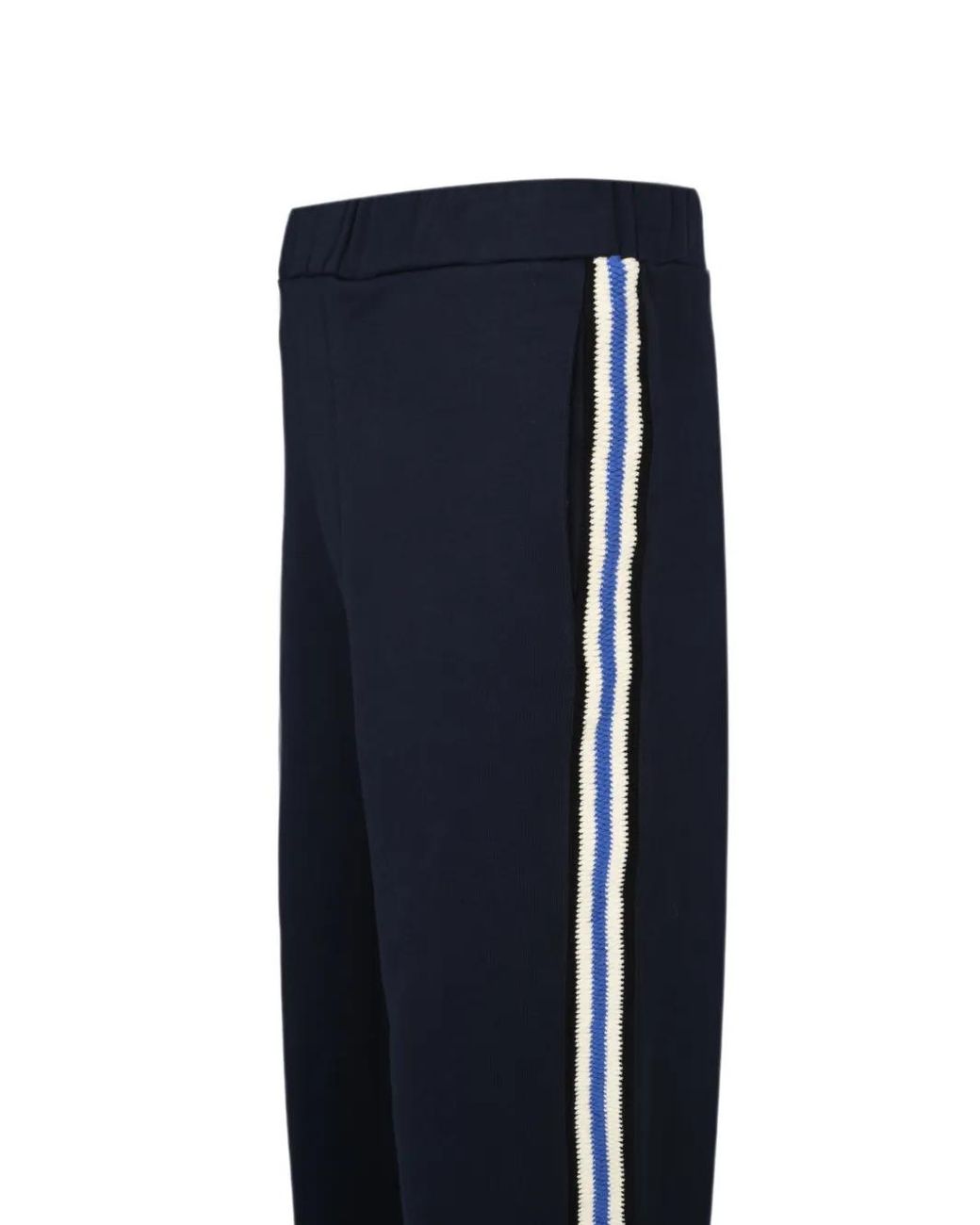 Commas Blue Crochet-Stripe Jersey Trousers for men