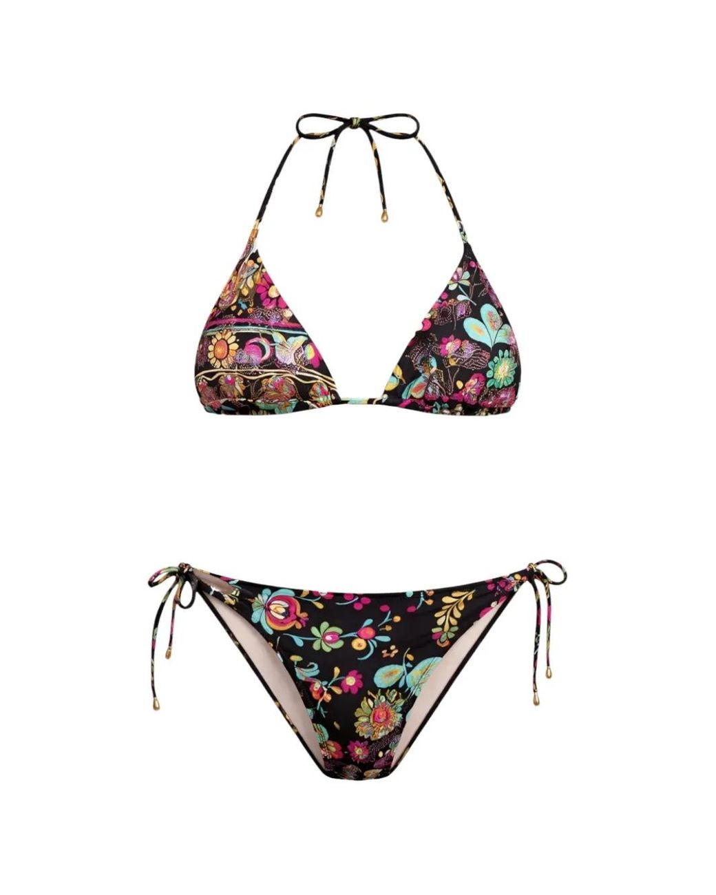 Miss Bikini White Floral-Print Triangle Bikini