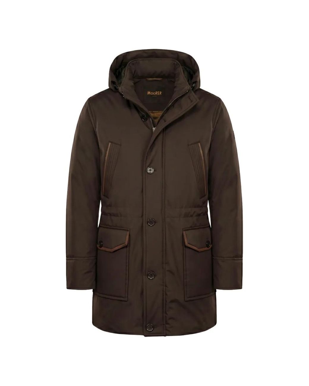 Moorer Brown Padded Hooded Jacket for men