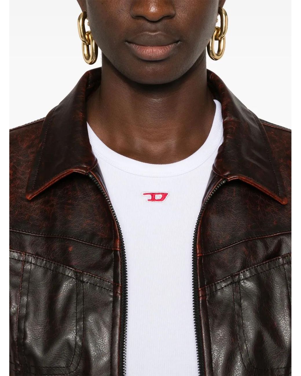 DIESEL White Stretch Cotton T-Shirt With Logo