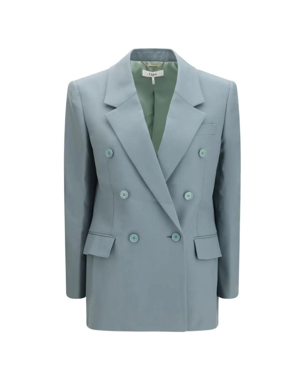 Chloé Blue Tailored Double-Breasted Wool Gabardine Jacket