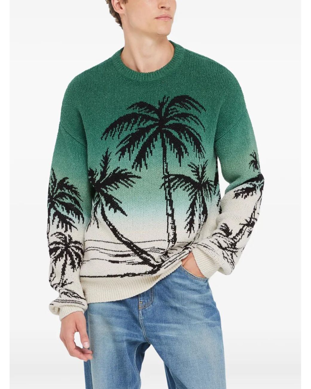 Alanui Green Wave Bloom Sweater for men