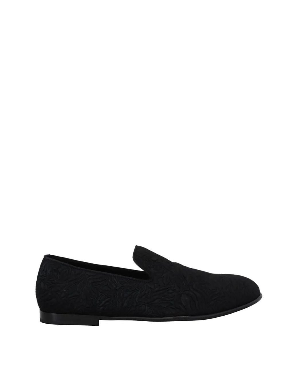 Dolce & Gabbana Black Floral-Jacquard Brocade Loafers for men