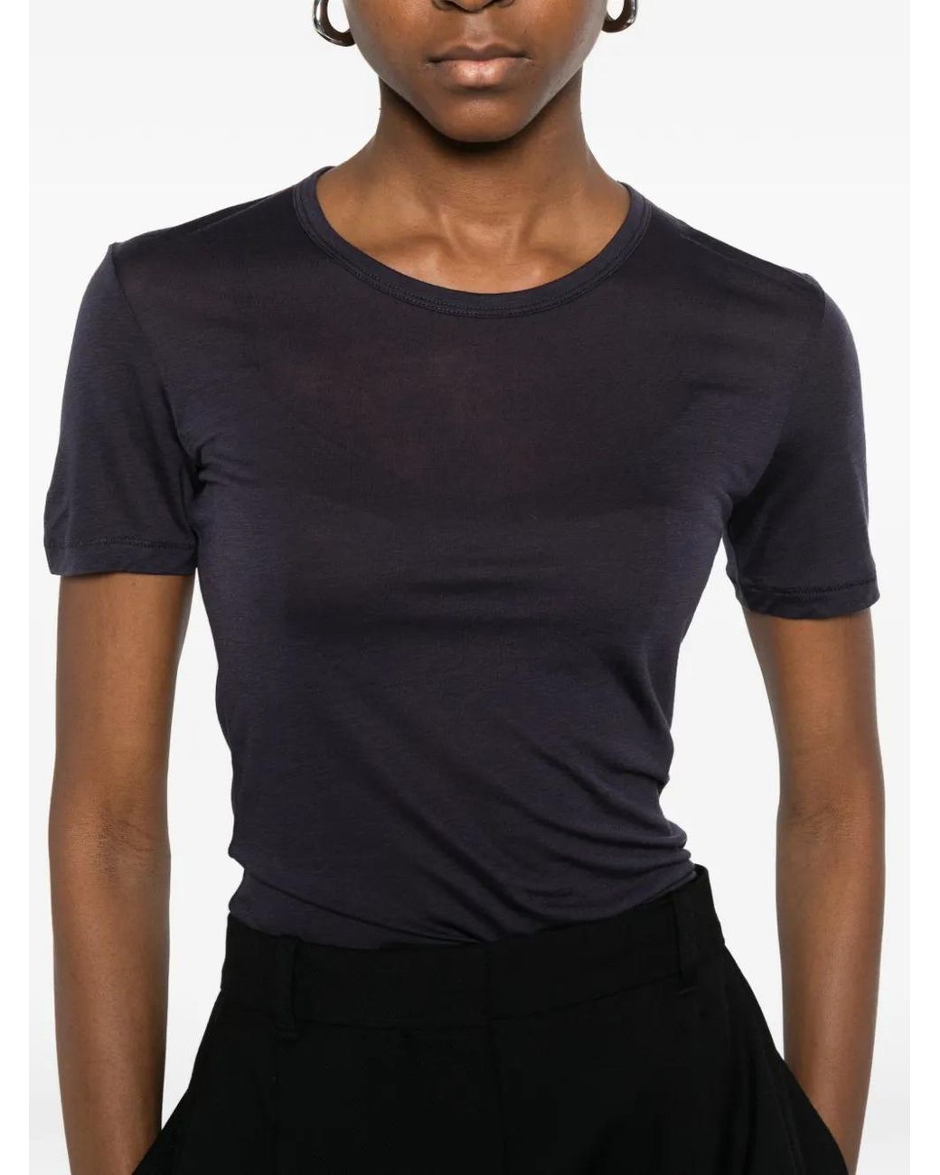Anine Bing Blue Sylvie Crew-Neck Short-Sleeve T-Shirt