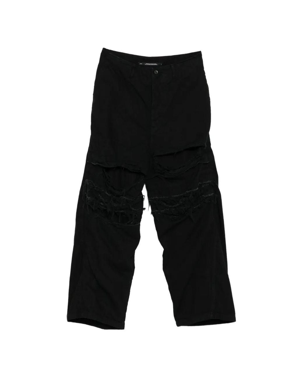 Julius Black Distressed Wide-Leg Jeans for men