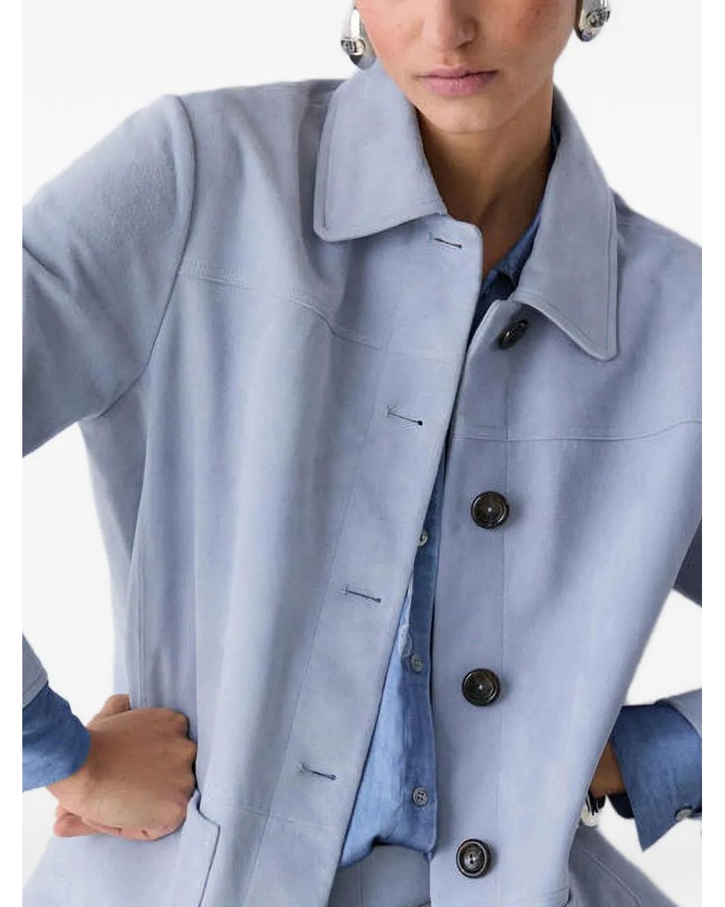 Liu Jo Blue Geknöpfte Wildlederjacke