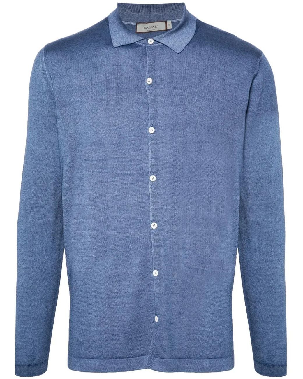 Canali Blue Polo-Collar Cardigan for men