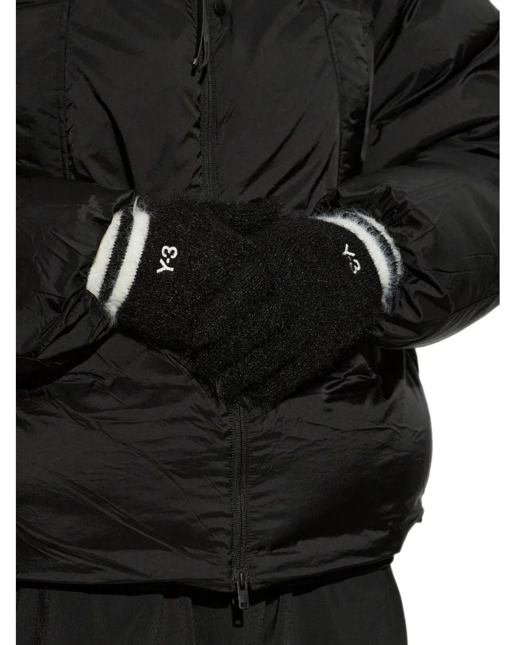 EA7 Black Logo-Patch Knit Gloves