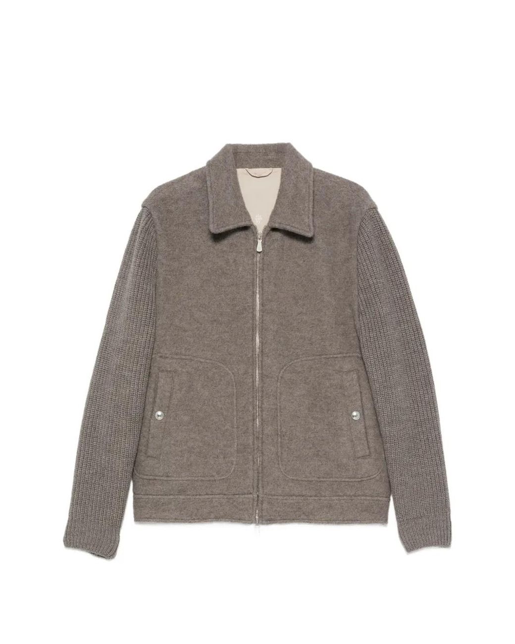 Eleventy Gray Knit-Sleeves Jacket for men