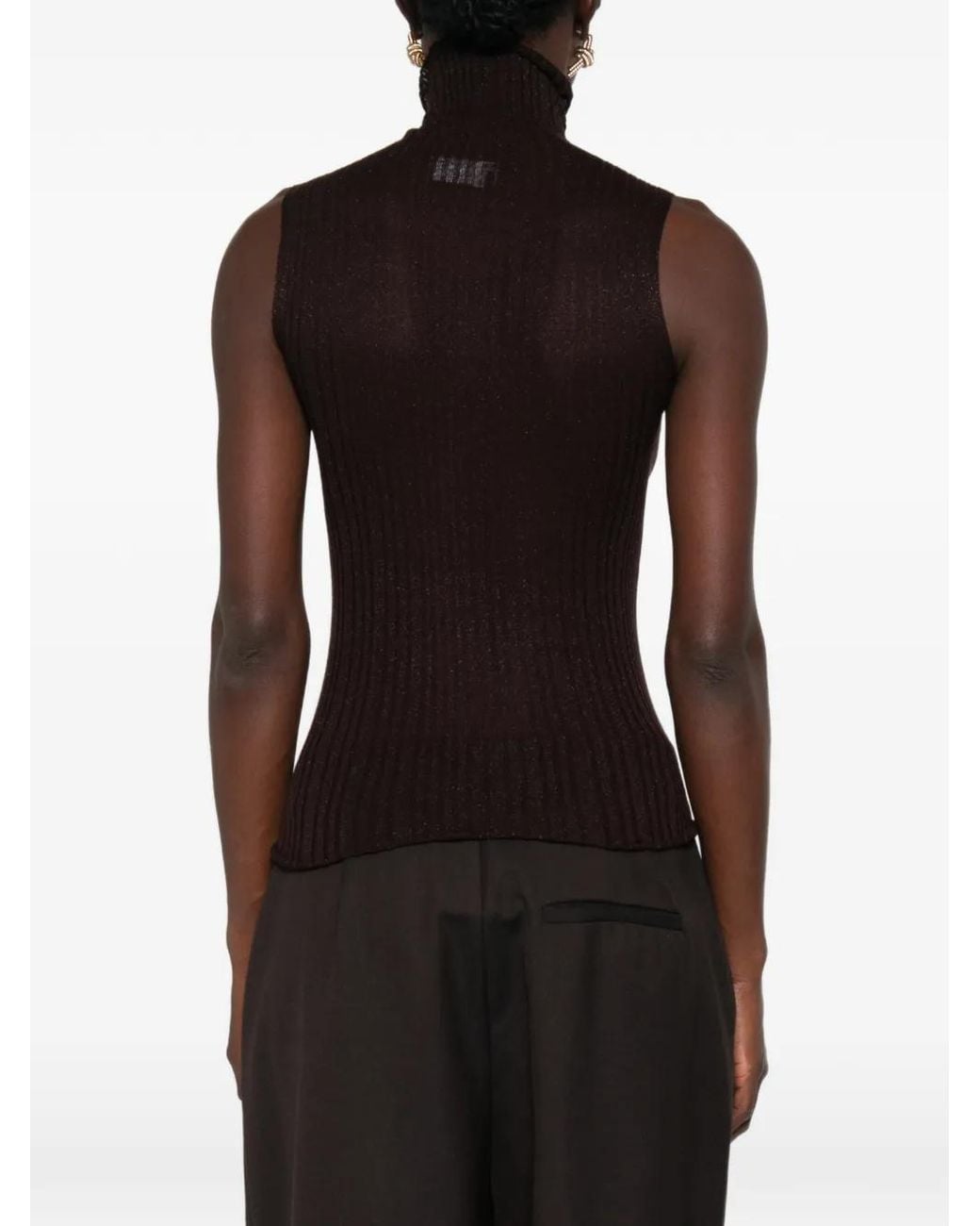 Pull Côtelé À Col Roulé AROVESCIO en coloris Black