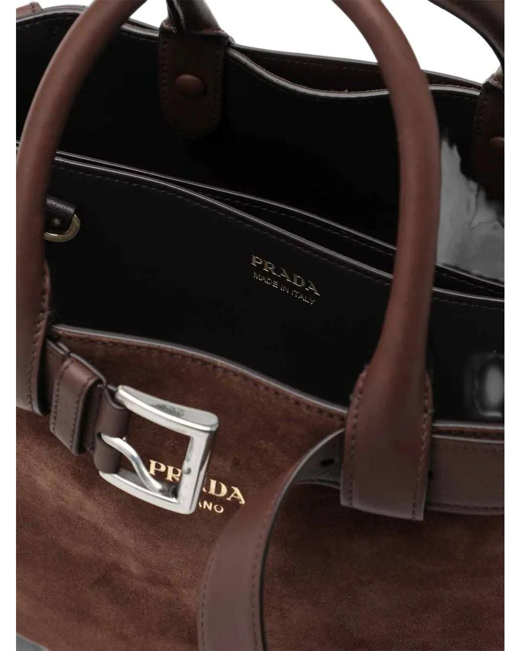 Borsa Tote Media di Prada in Brown