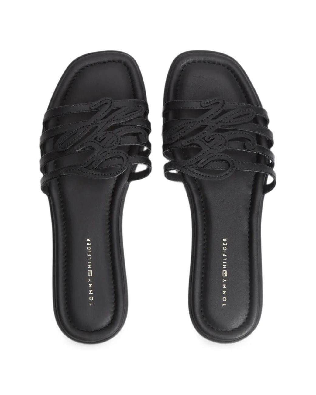 Tommy Hilfiger White Logo-Patch Multi-Strap Flat Sandals