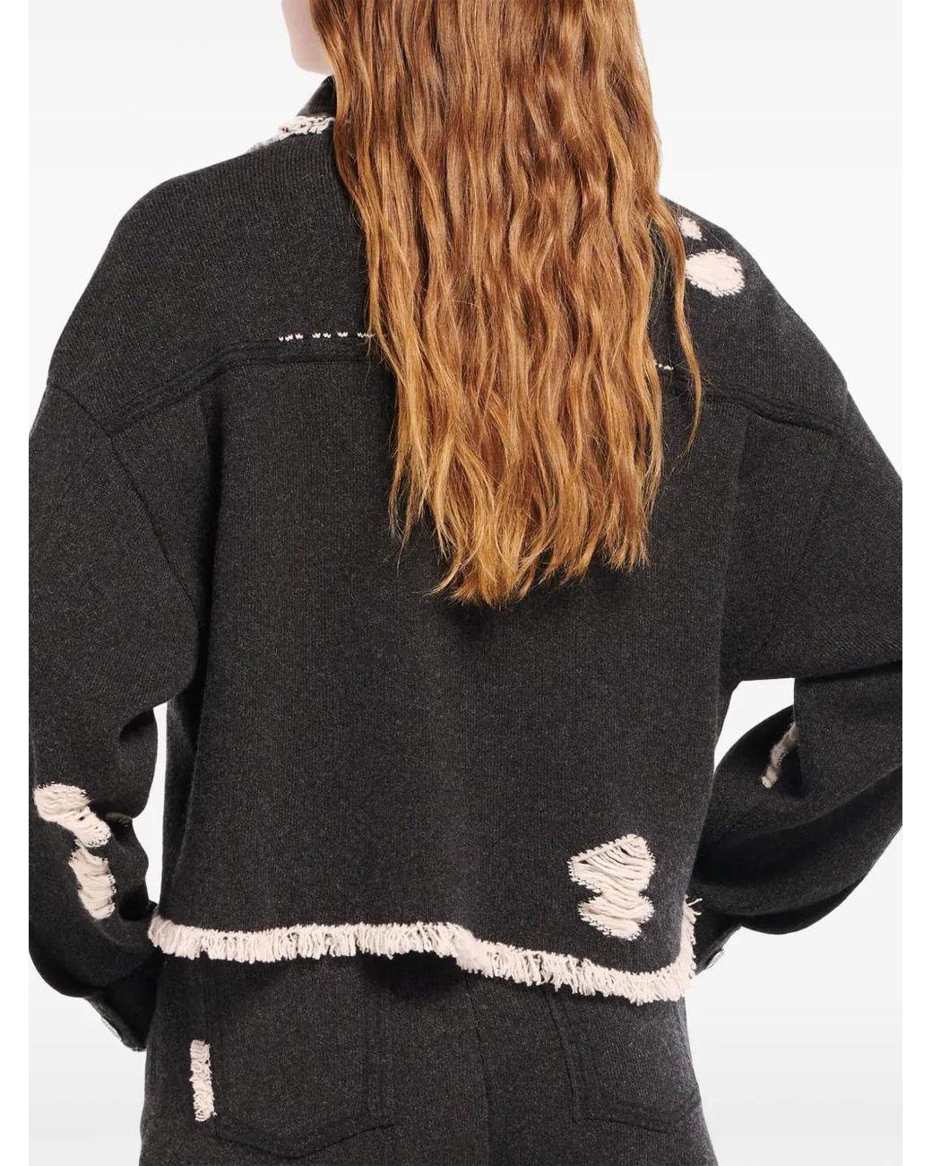 Barrie Black Fringed Denim Jacket