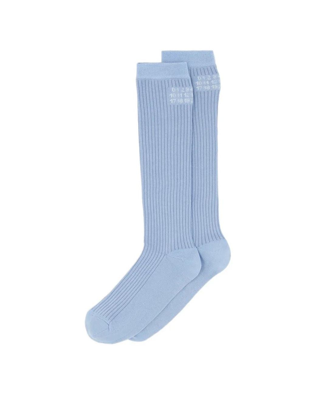 MM6 by Maison Margiela Blue Ribbed Logo Socks