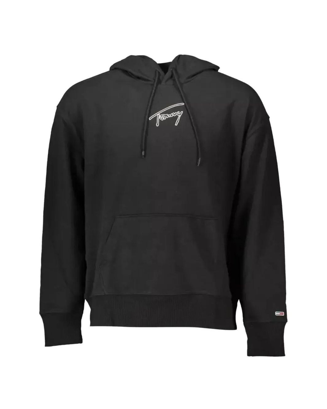 Tommy Hilfiger Black Logo-Embroidered Hoodie for men