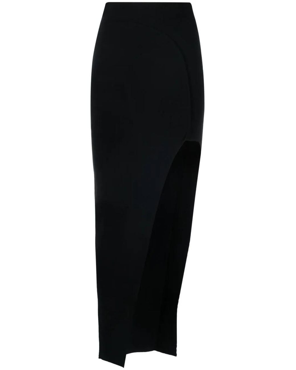 Rick Owens Black Thigh-High Slit Skirt