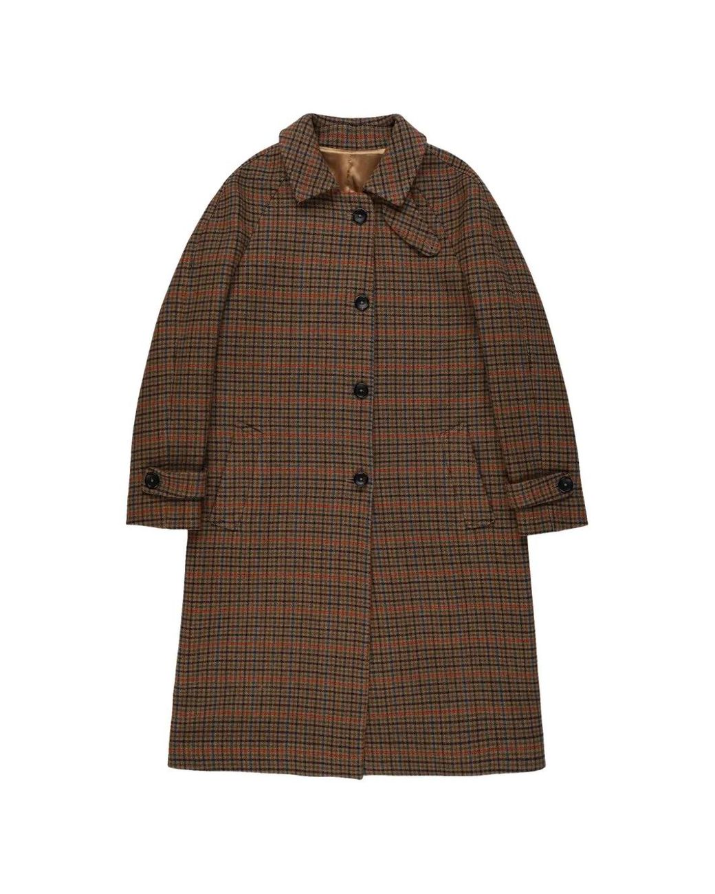 Fortela Brown Check-Pattern Single-Breasted Coat