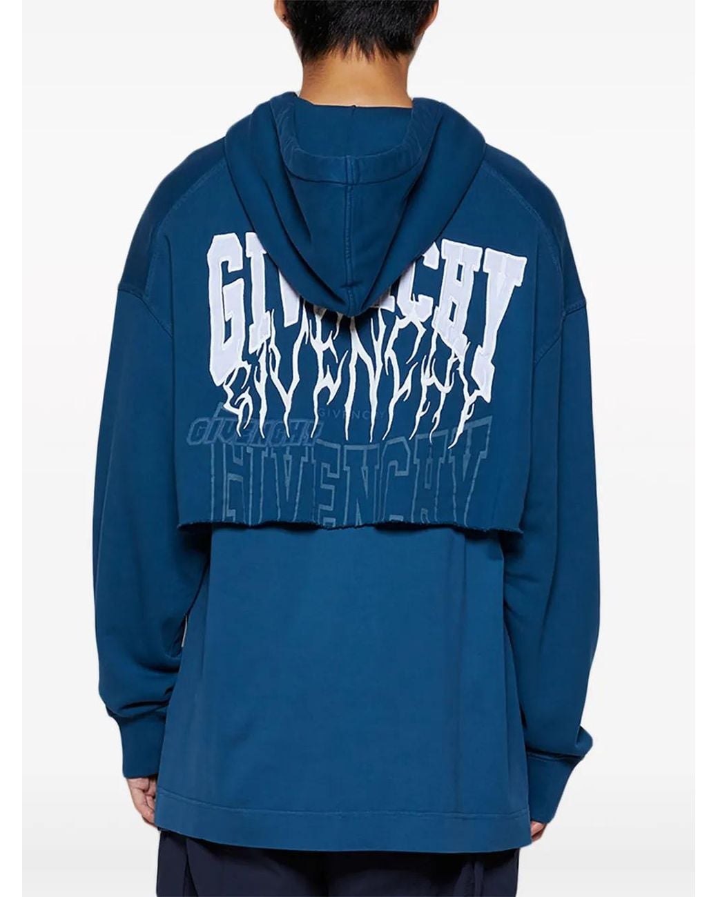 Sudadera Con Capucha Y Logo Estampado Givenchy de hombre de color Blue