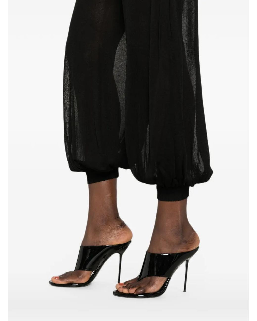 Jonathan Simkhai Black Pantalon À Effet De Transparence Et Revers