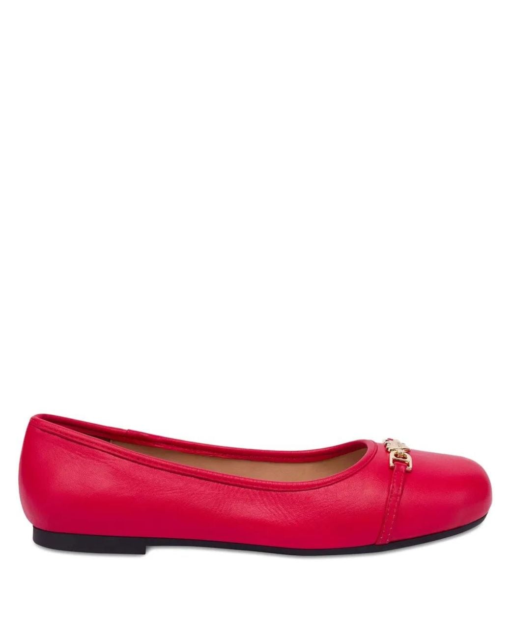 Love Moschino Red Heart-Plaque Ballerina Shoes