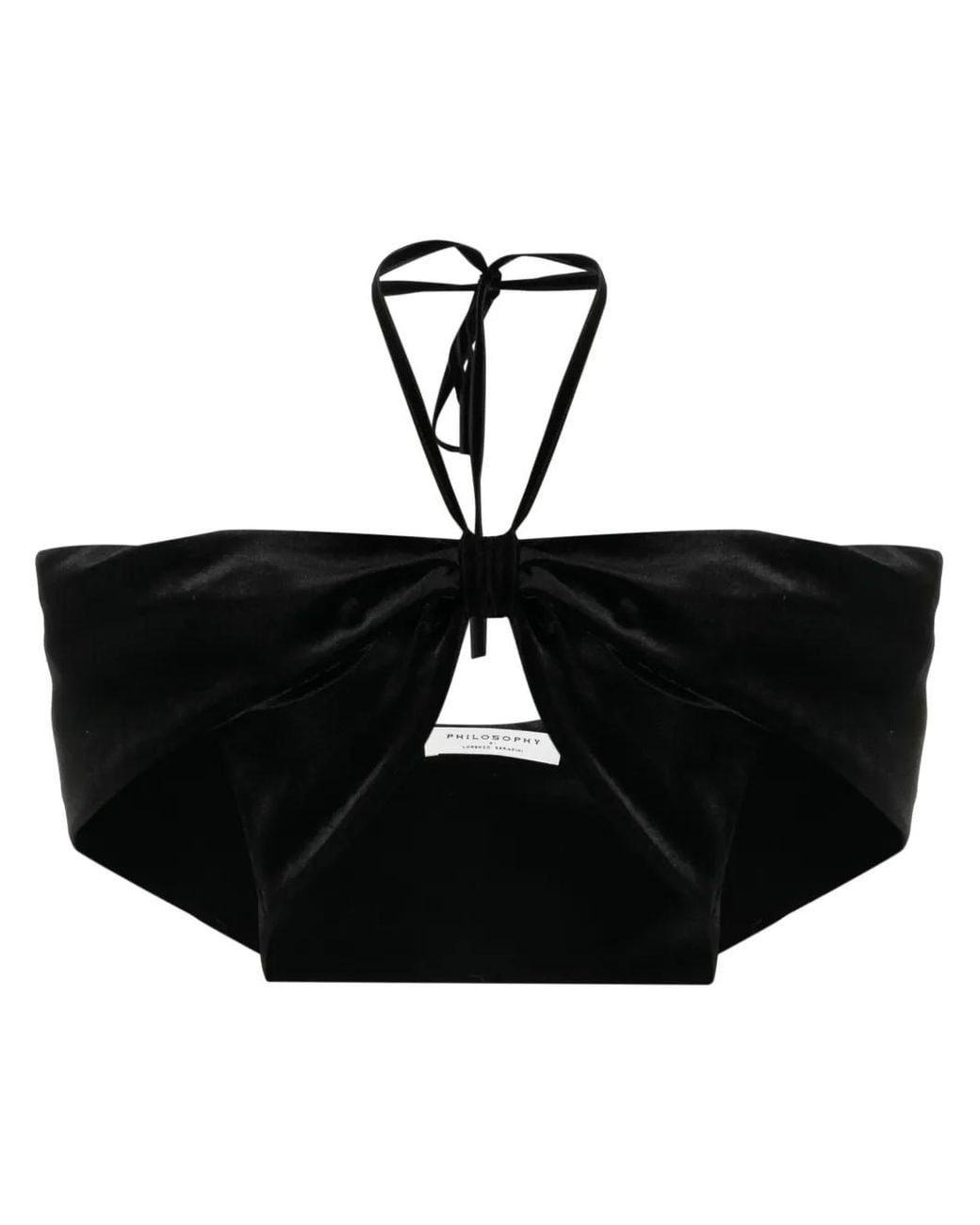 Philosophy Di Lorenzo Serafini Black Velvet-Effect Halterneck Cropped Top