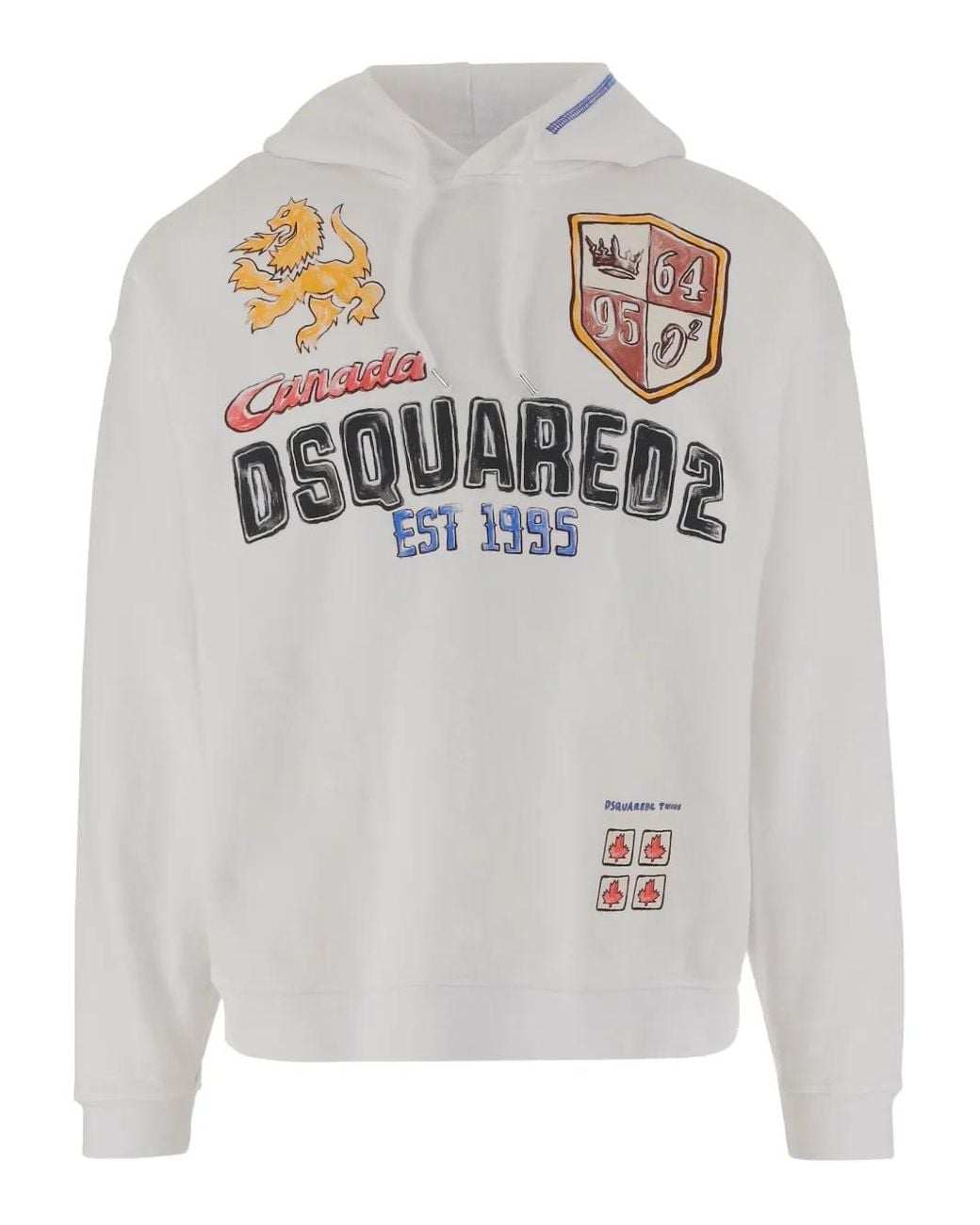 DSquared² Gray Graphic-Print Hoodie for men