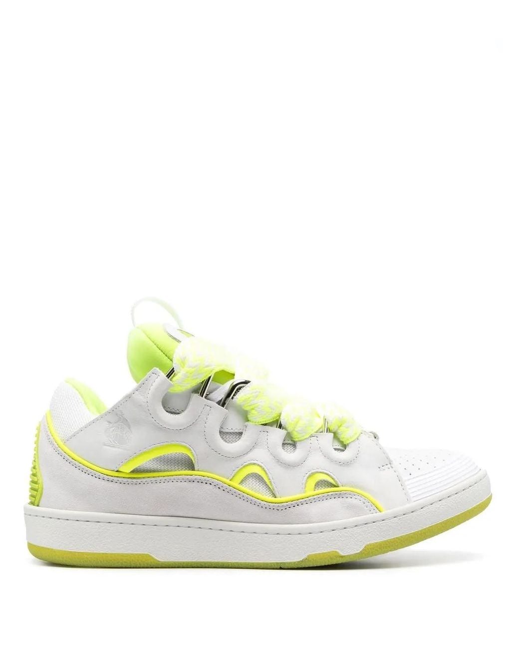 Lanvin White Curb Leather And Mesh Low-top Trainers for men