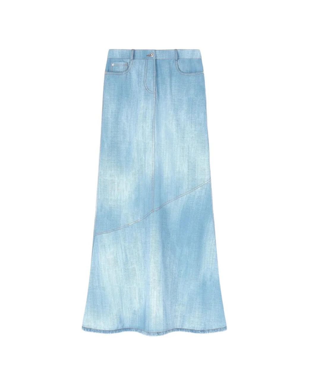 Ermanno Scervino Blue Panelled Long Skirt