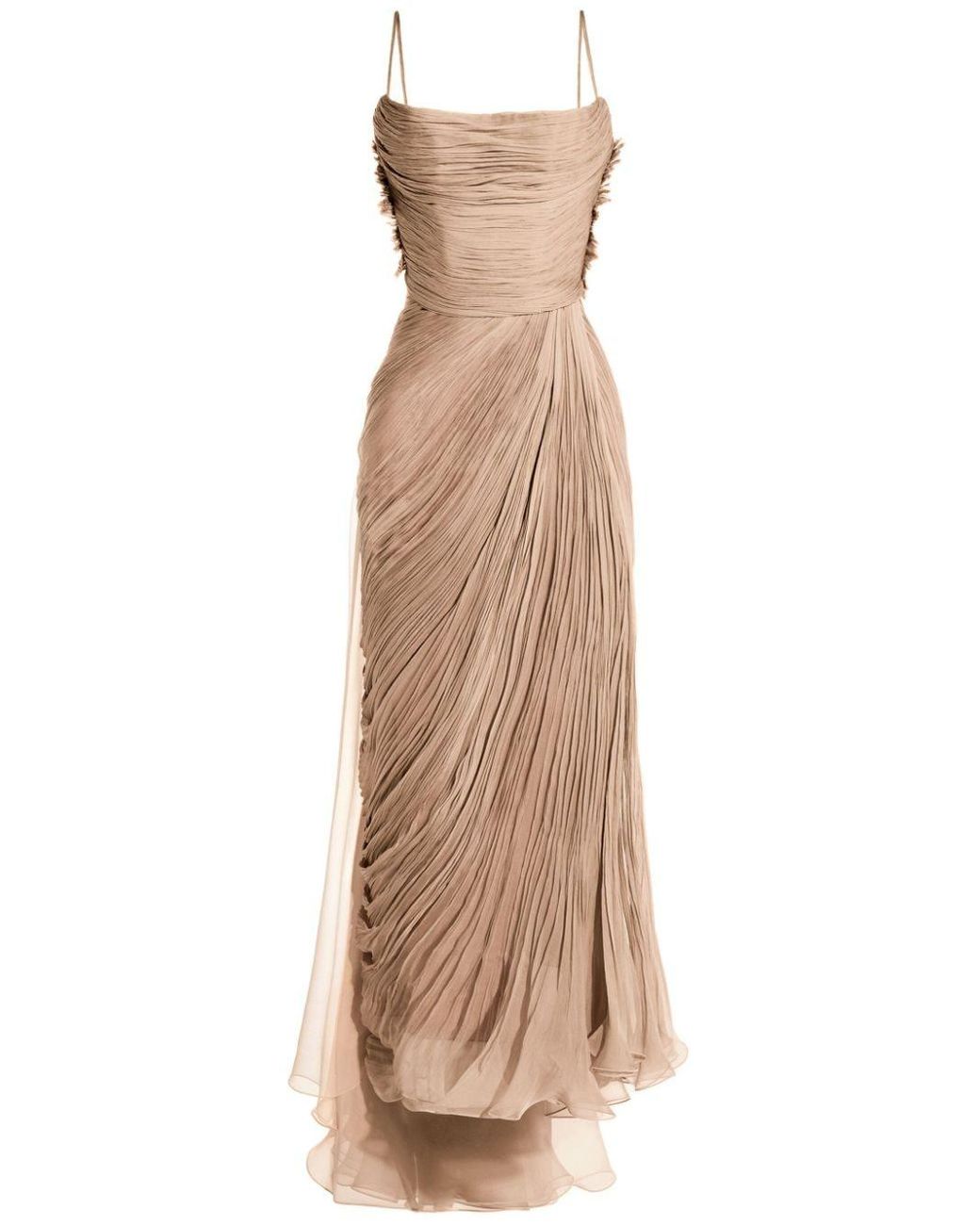 manon beige chiffon lace up dress Maria Lucia Hohan Neutral Asymmetric Gown - Women's - Silk in Natural this dress is your Corset/Lace-Up Eloise Tie Neck Dress Collar Size:16