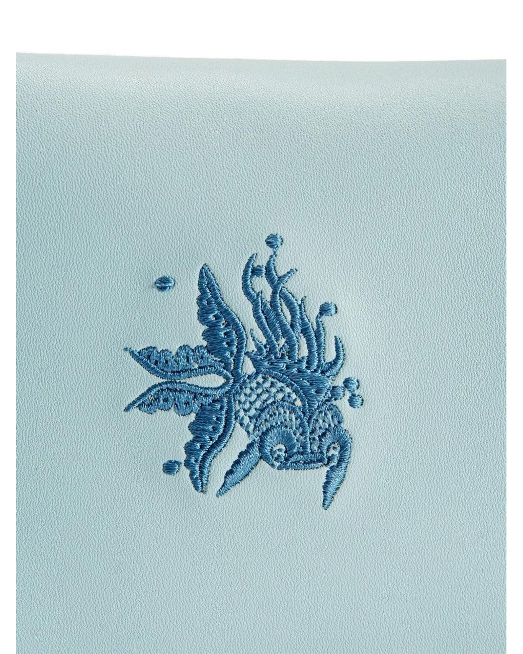 Shanghai Tang Blue Trousse De Toilette Watersky En Cuir