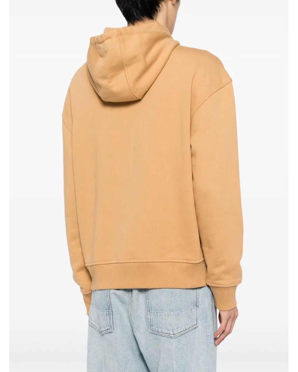 Maison Kitsuné Brown Logo-Embroidered Cotton Hoodie for men
