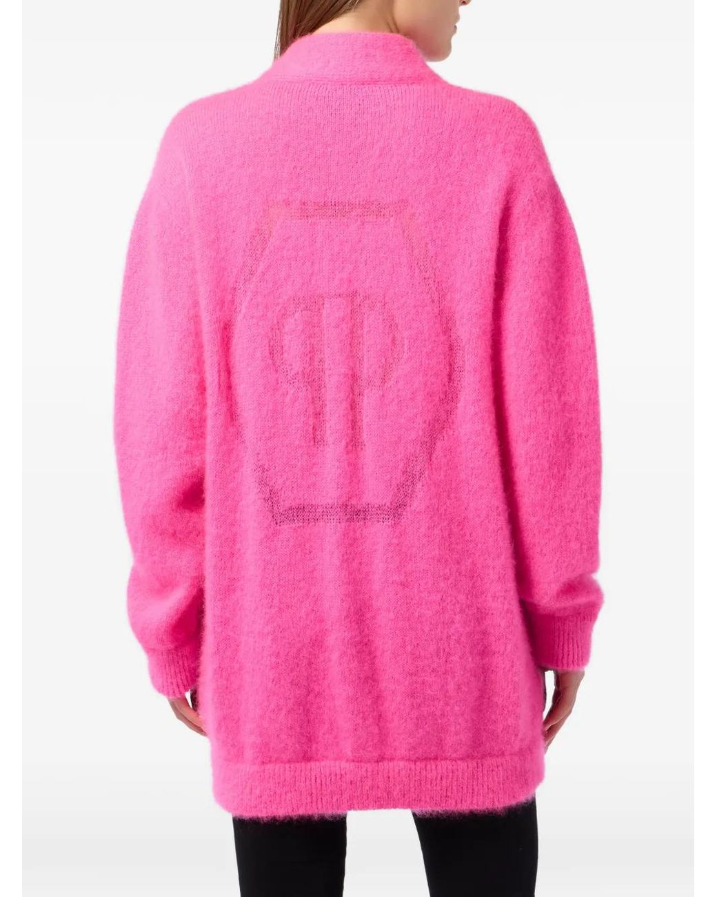 Philipp Plein Pink Cardigan Hexagon Fluo