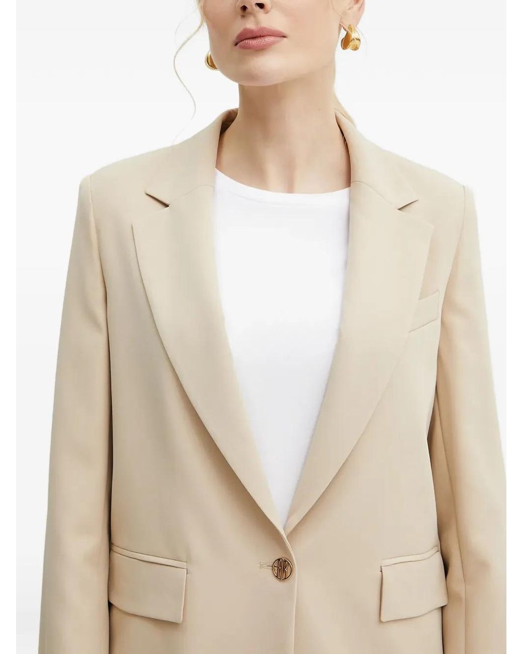 Fracomina Natural Button Detail Blazer