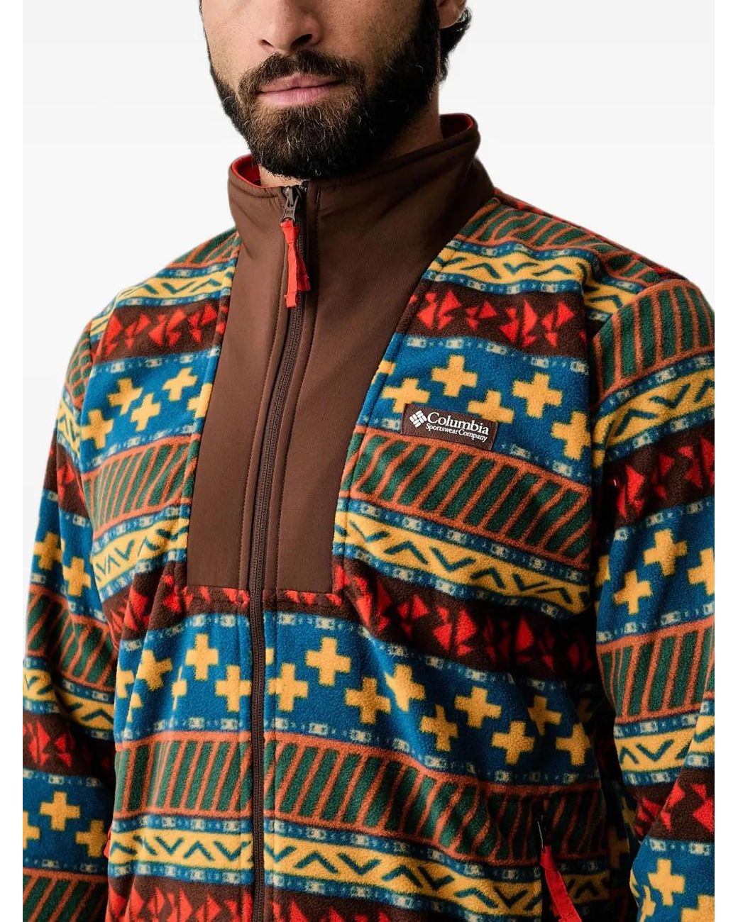 Columbia Black Geometric-Pattern Zip-Up Sweatshirt for men