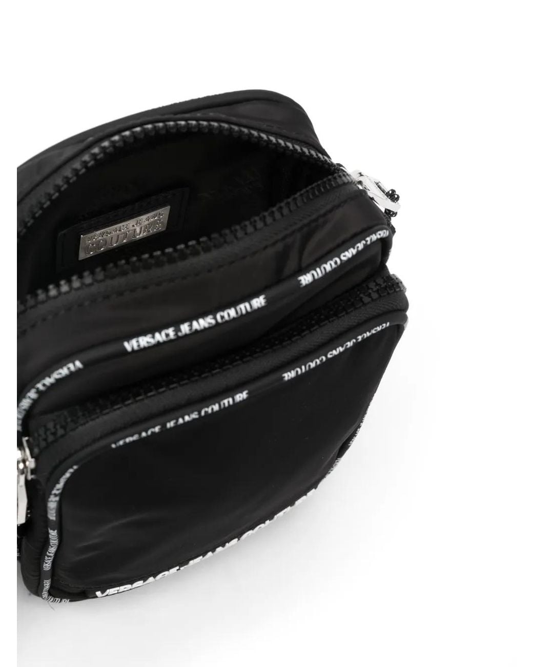 Versace Jeans Couture Black Logo-Tape Messenger Bag for men