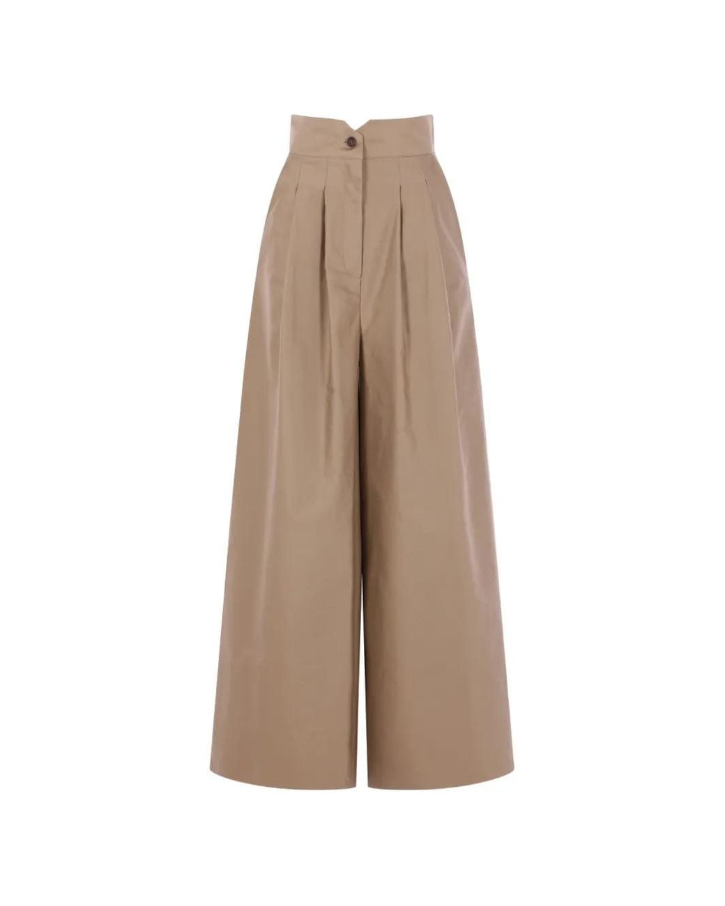Dusan Natural Pleated Wide-Leg Trousers