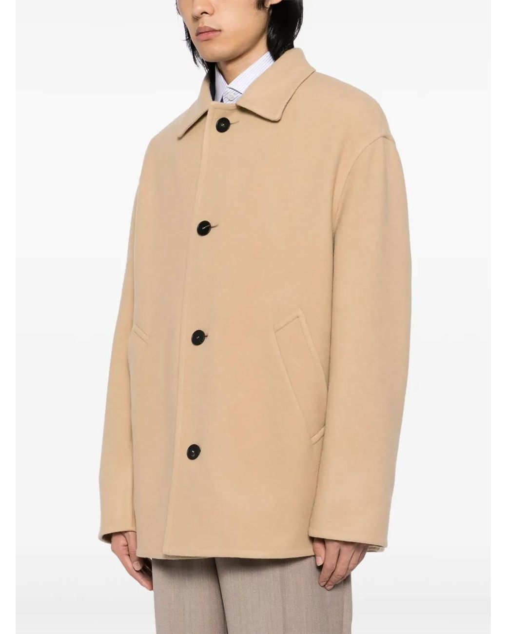 Lanvin Natural Single-Breasted Coats for men