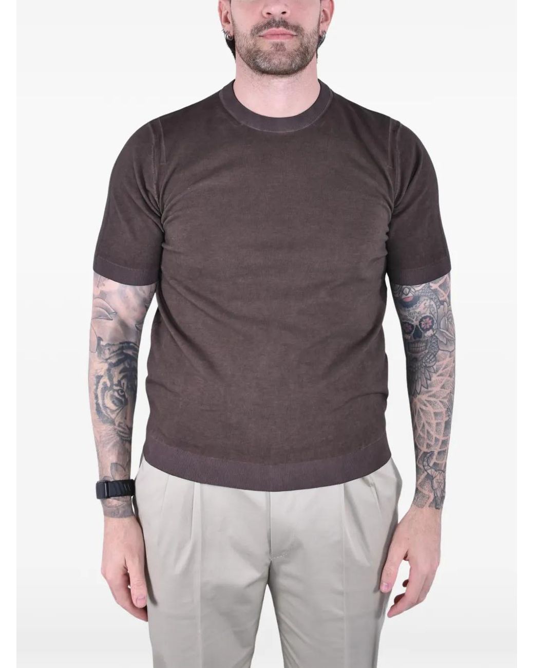 Kangra Gray T-Shirt À Col Rond for men