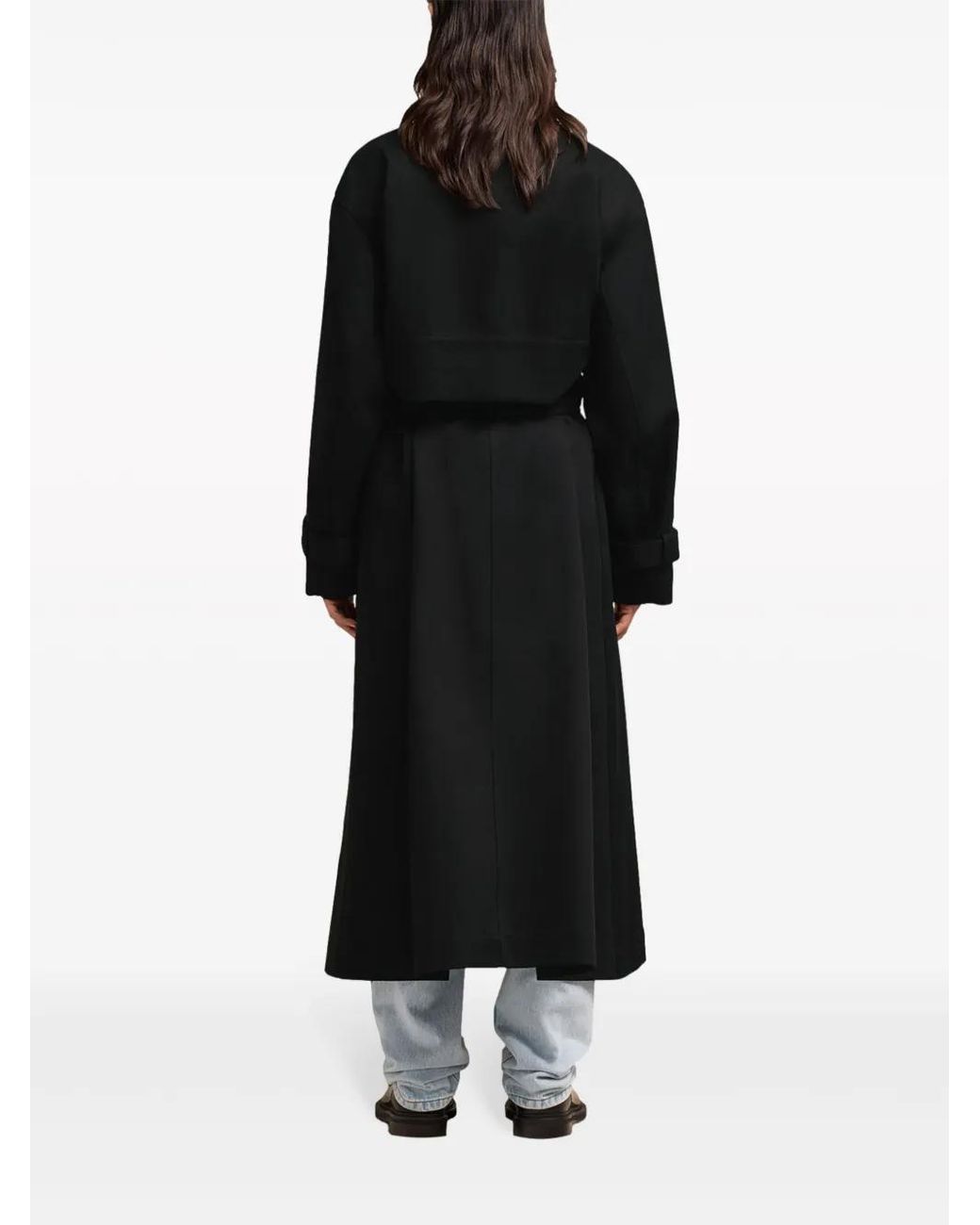 AMI Black Belted Cotton Trench Coat