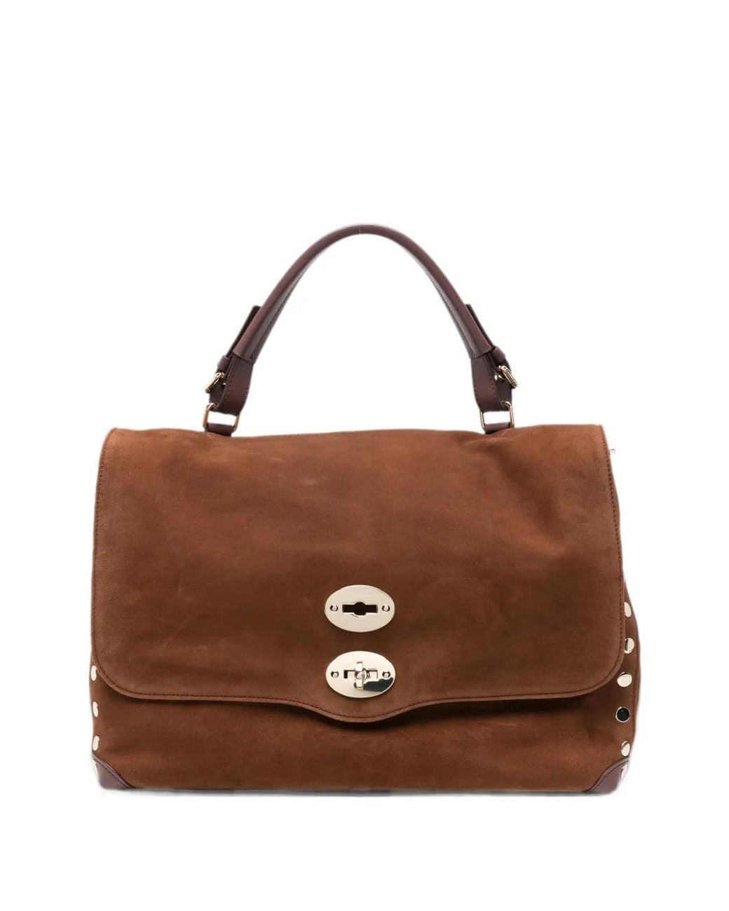 Zanellato Brown M Postina Stud-Embellished Leather Shoulder Bag