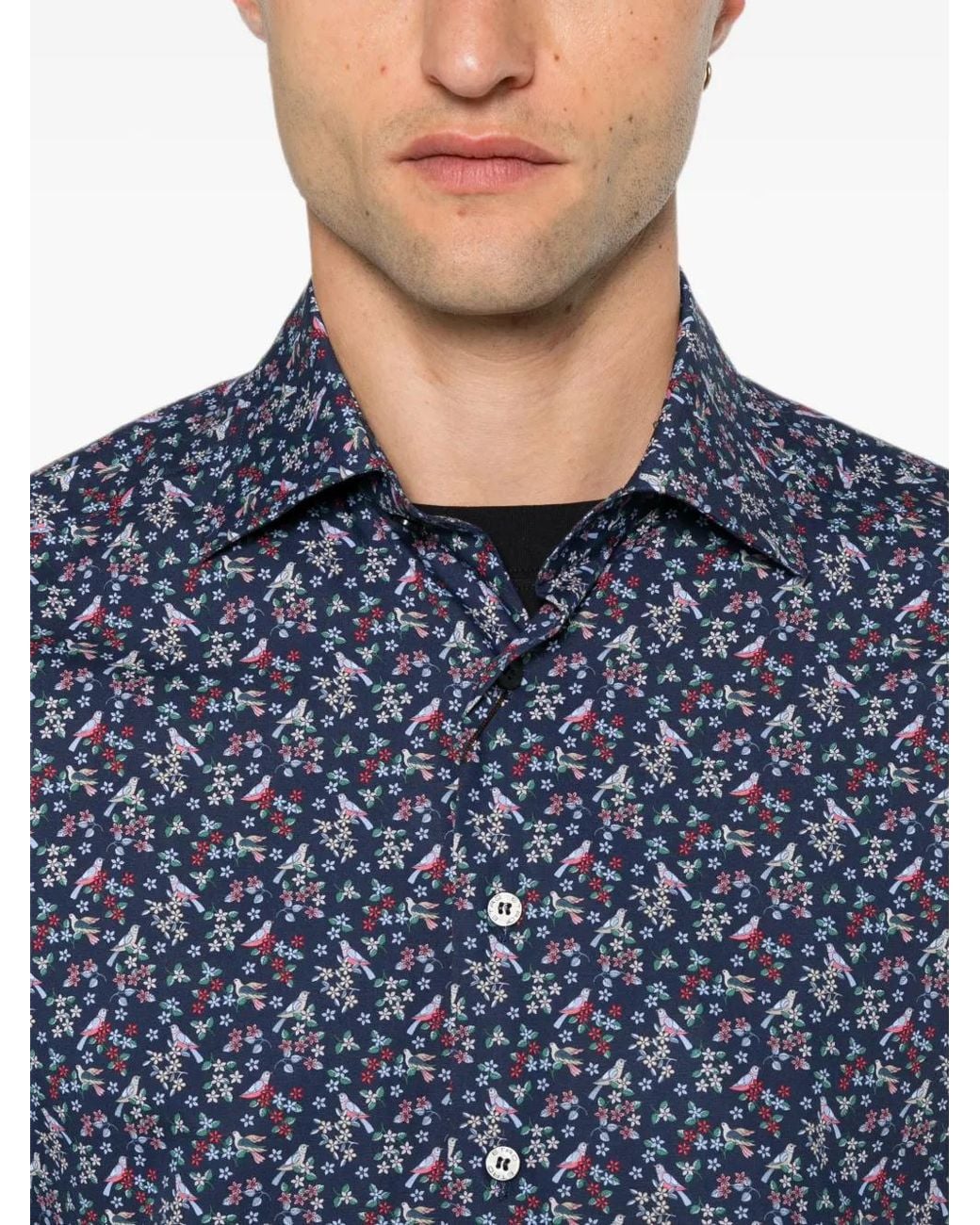 Etro Blue Floral-Print Shirt for men