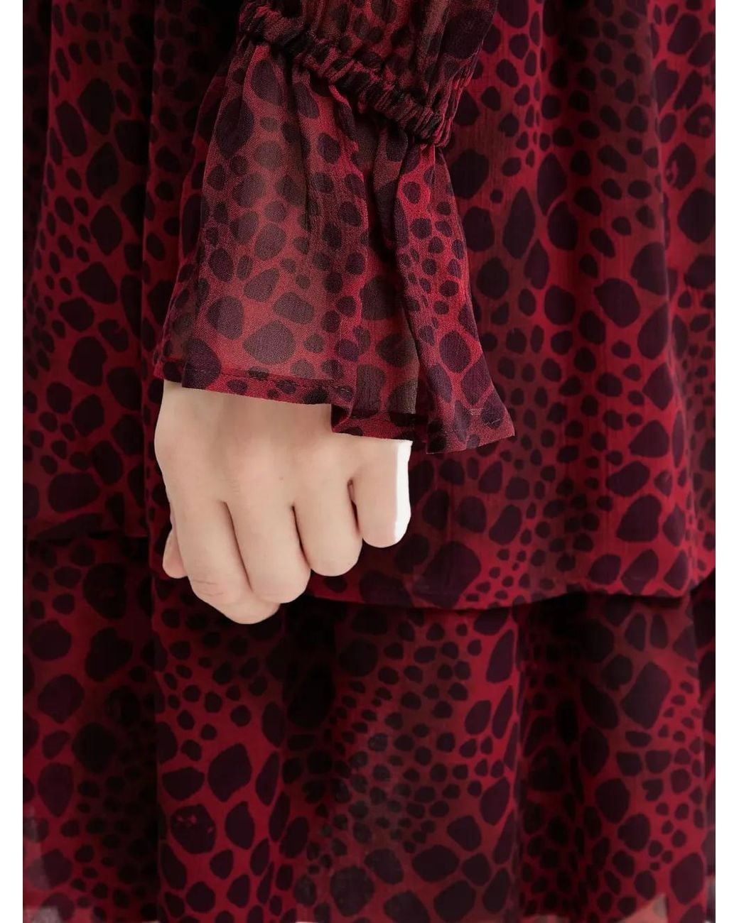 MARC AUREL Red Ruffle Animal Print Dress