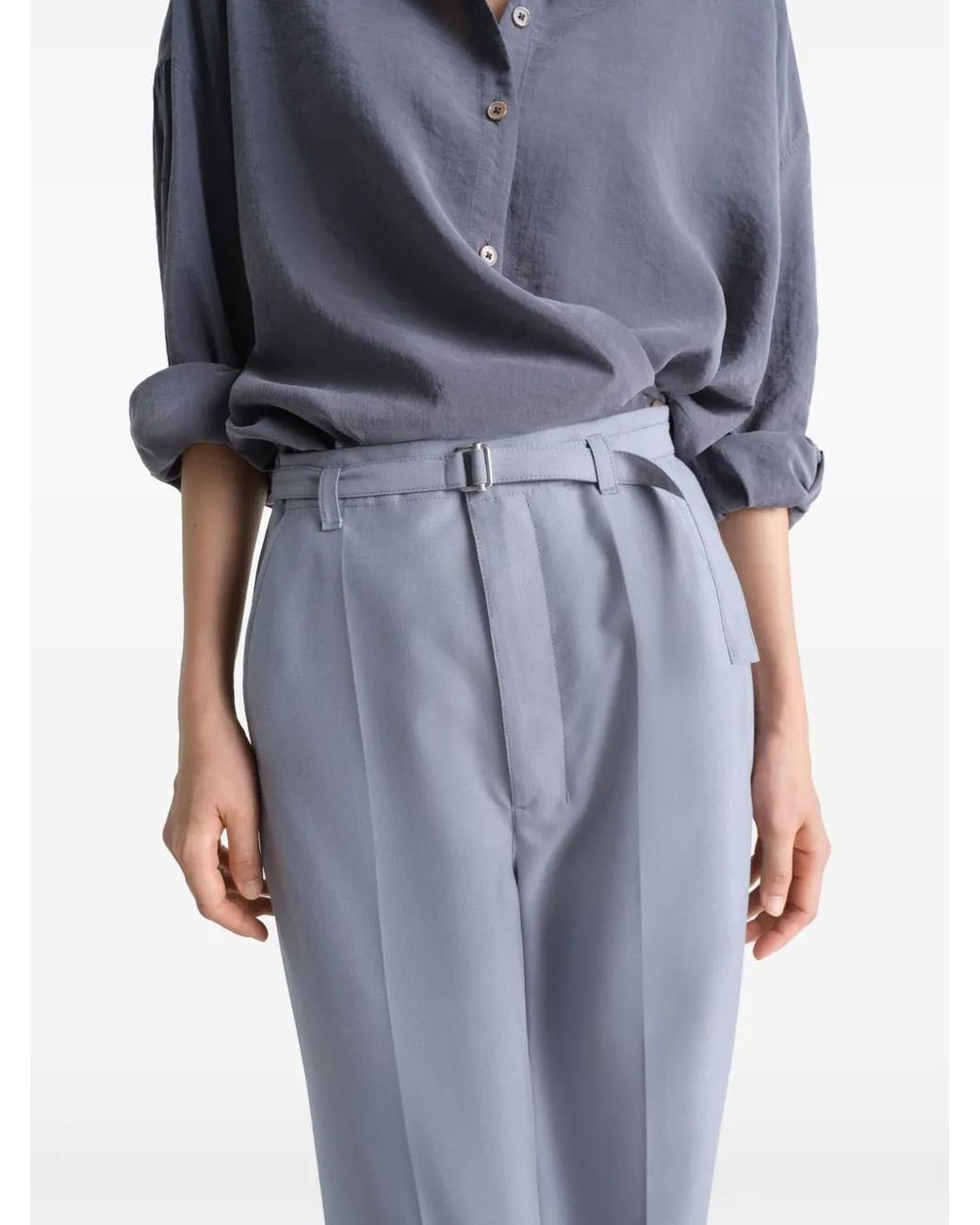 Lemaire Blue Belted Tailores Pants
